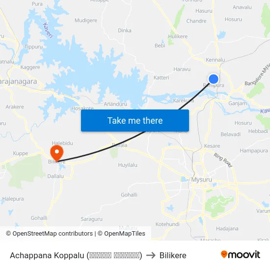 Achappana Koppalu (ಆಚಪ್ಪನ ಕೊಪ್ಪಲು) to Bilikere map