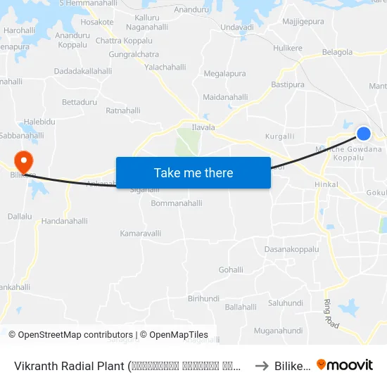 Vikranth Radial Plant (ವಿಕ್ರಾಂತ್ ರೇಡಿಯಲ್ ಪ್ಲಾಂಟ್) to Bilikere map