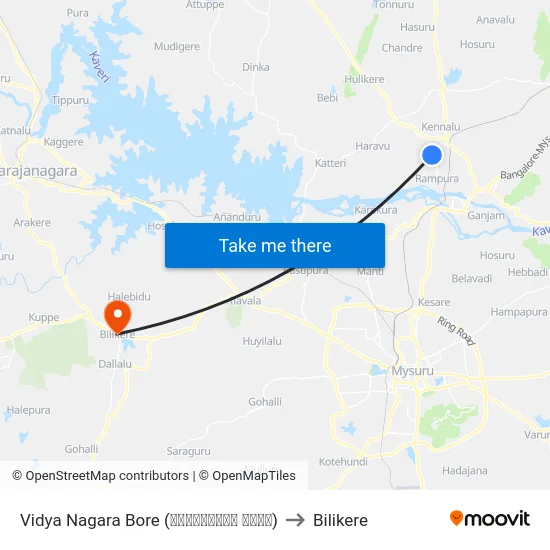 Vidya Nagara Bore (ವಿದ್ಯಾನಗರ ಬೋರ್) to Bilikere map