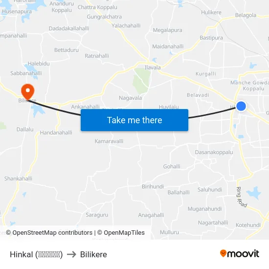 Hinkal (ಹಿನಕಲ್) to Bilikere map