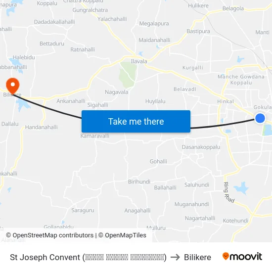 St Joseph Convent (ಸೆಂಟ್ ಜೋಸೆಫ್ ಕಾನ್ವೆಂಟ್) to Bilikere map