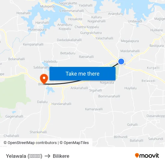 Yelawala (ಇಲವಾಲ) to Bilikere map