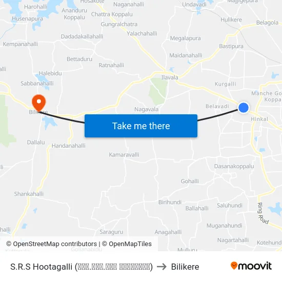 S.R.S Hootagalli (ಎಸ್.ಆರ್.ಎಸ್ ಹೂಟಗಳ್ಳಿ) to Bilikere map