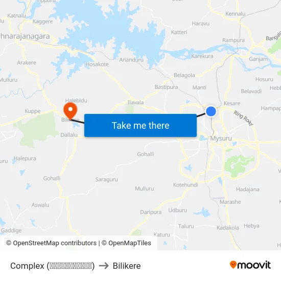 Complex (ಕಾಂಪ್ಲೆಕ್ಸ್) to Bilikere map