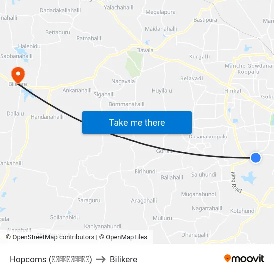 Hopcoms (ಹಾಪ್‌ಕಾಮ್ಸ್) to Bilikere map