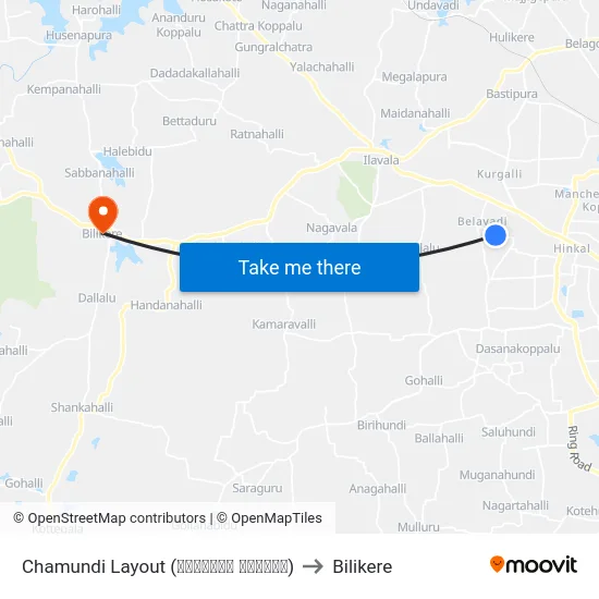 Chamundi Layout (ಚಾಮುಂಡಿ ಬಡಾವಣೆ) to Bilikere map