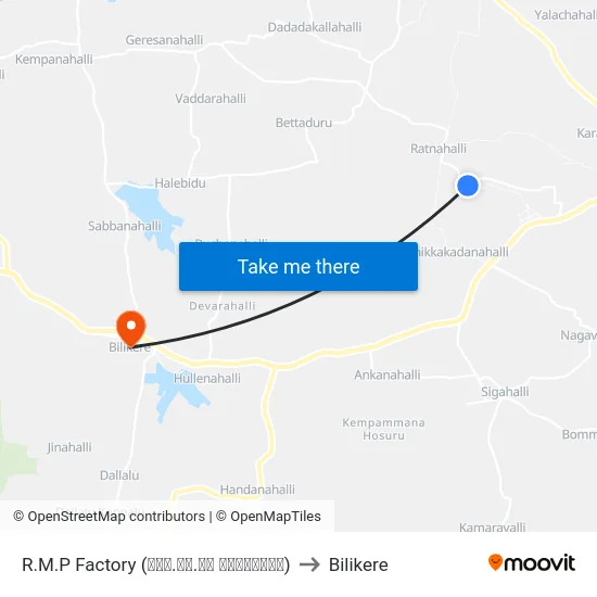 R.M.P Factory (ಆರ್‌.ಎಂ.ಪಿ ಕಾರ್ಖಾನೆ) to Bilikere map
