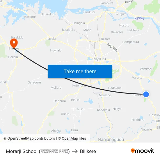 Morarji School (ಮೊರಾರ್ಜಿ ಶಾಲೆ) to Bilikere map