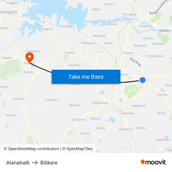 Alanahalli to Bilikere map