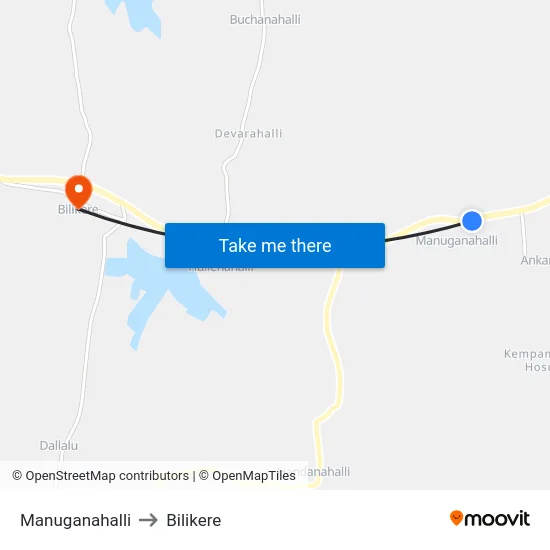 Manuganahalli to Bilikere map