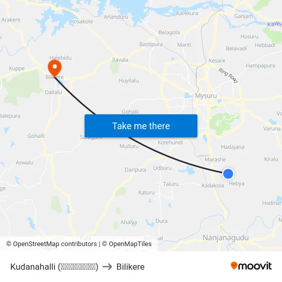 Kudanahalli (ಕುದನಹಳ್ಳಿ) to Bilikere map