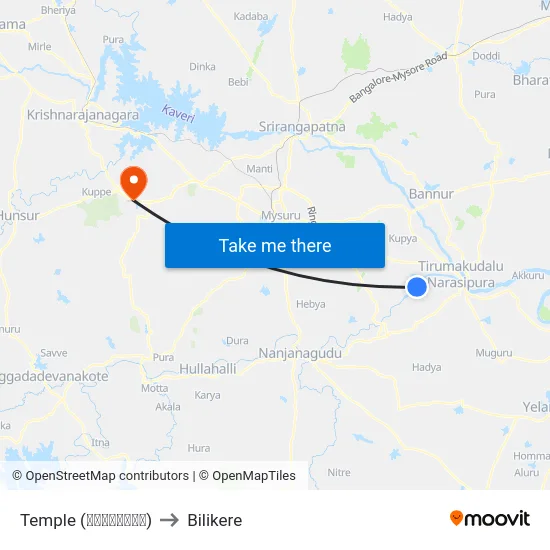 Temple (ದೇವಸ್ಥಾನ) to Bilikere map