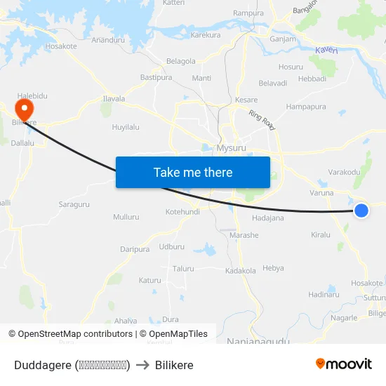 Duddagere (ದುಡ್ಡಗೆರೆ) to Bilikere map