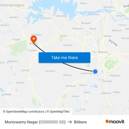 Muniswamy Nagar (ಮುನಿಸ್ವಾಮಿ ನಗರ) to Bilikere map