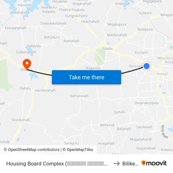 Housing Board Complex (ಹೂಟಗಳ್ಳಿ ಕಾಂಪ್ಲೆಕ್ಸ್) to Bilikere map