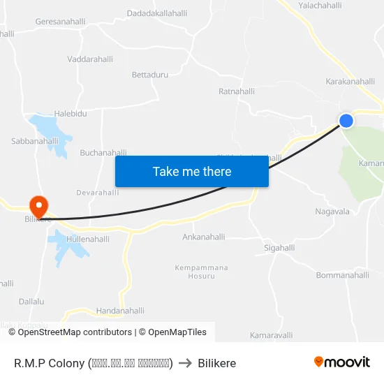 R.M.P Colony (ಆರ್‌.ಎಂ.ಪಿ ಕಾಲೋನಿ) to Bilikere map