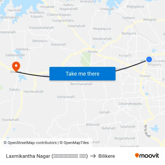 Laxmikantha Nagar (ಲಕ್ಷ್ಮೀಕಾಂತ ನಗರ) to Bilikere map
