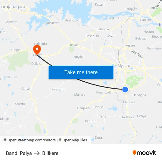 Bandi Palya to Bilikere map