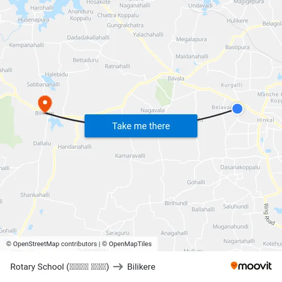 Rotary School (ರೋಟರಿ ಶಾಲೆ) to Bilikere map