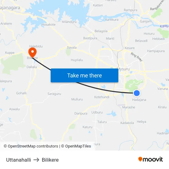Uttanahalli to Bilikere map
