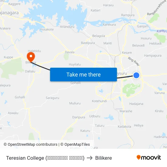 Teresian College (ಟೆರೇಸಿಯನ್ ಕಾಲೇಜು) to Bilikere map