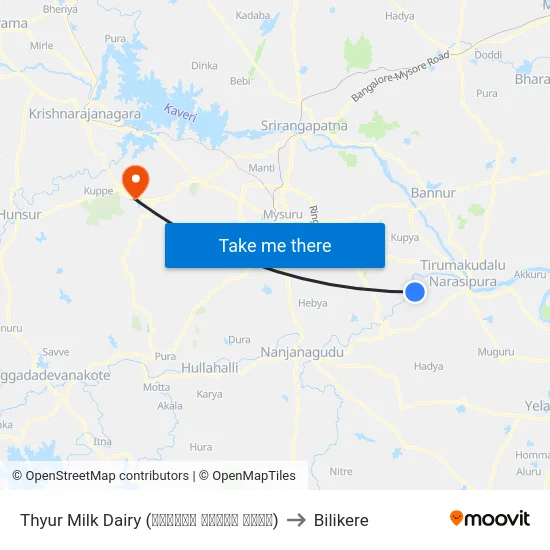 Thyur Milk Dairy (ತೈಯೂರು ಹಾಲಿನ ಡೈರಿ) to Bilikere map