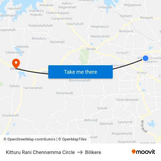 Kitturu Rani Chennamma Circle to Bilikere map