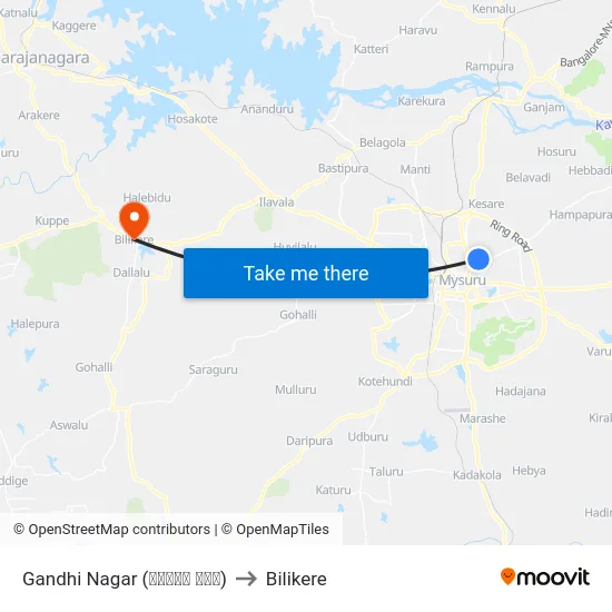 Gandhi Nagar (ಗಾಂಧಿ ನಗರ) to Bilikere map
