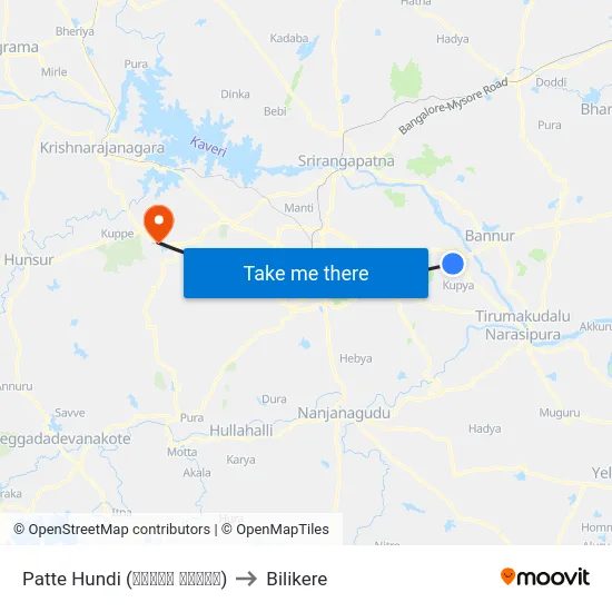 Patte Hundi (ಪಟ್ಟೇ ಹುಂಡಿ) to Bilikere map