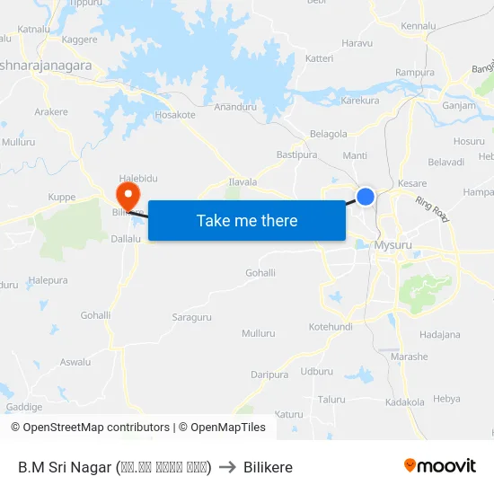 B.M Sri Nagar (ಬಿ.ಎಂ ಶ್ರೀ ನಗರ) to Bilikere map