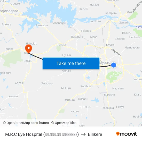 M.R.C Eye Hospital (ಎಂ.ಆರ್.ಸಿ ನೇತ್ರಾಲಯ) to Bilikere map