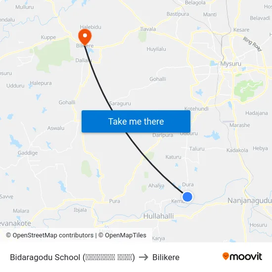 Bidaragodu School (ಬಿದರಗೊಡು ಶಾಲೆ) to Bilikere map