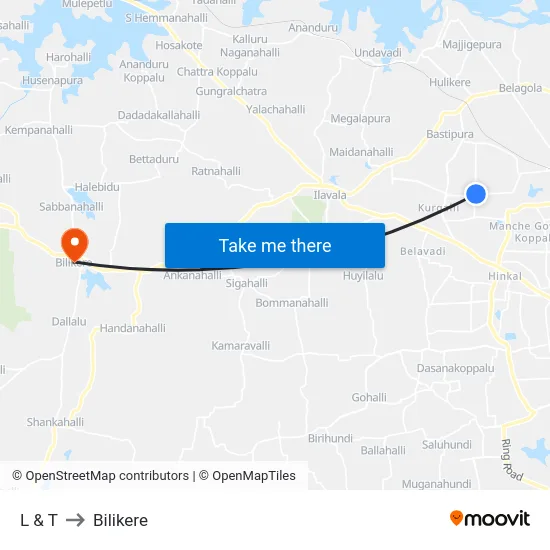 L & T to Bilikere map