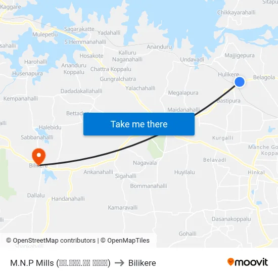 M.N.P Mills (ಎಂ.ಎನ್.ಪಿ ಮಿಲ್) to Bilikere map