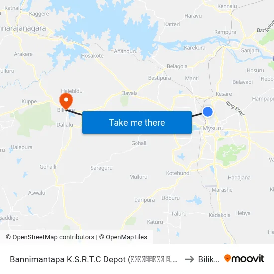 Bannimantapa K.S.R.T.C Depot (ಬನ್ನಿಮಂಟಕ ಕ.ರಾ.ರ.ಸಾ.ನಿ ಘಟಕ) to Bilikere map