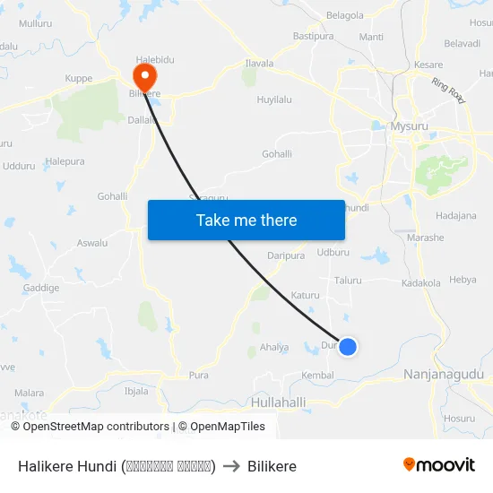 Halikere Hundi (ಹಳಿಕೆರೆ ಹುಂಡಿ) to Bilikere map