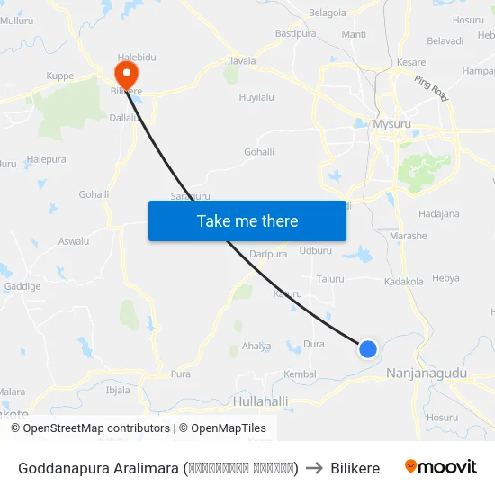 Goddanapura Aralimara (ಗೊಡ್ಡನಪುರ ಅರಳೀಮರ) to Bilikere map