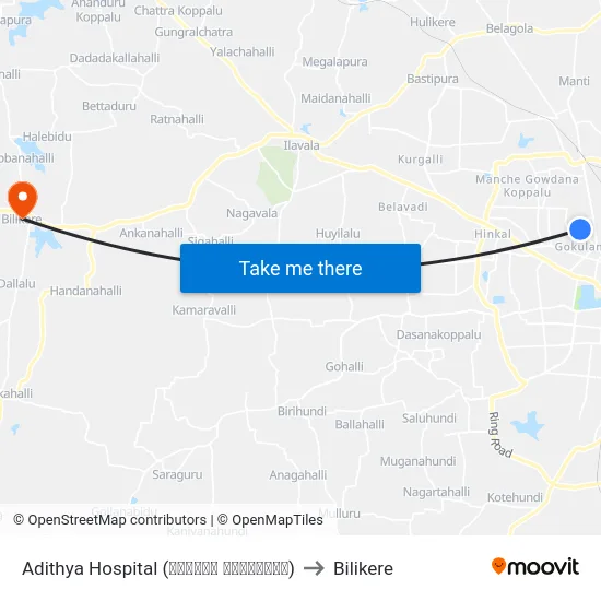 Adithya Hospital (ಆದಿತ್ಯ ಆಸ್ಪತ್ರೆ) to Bilikere map