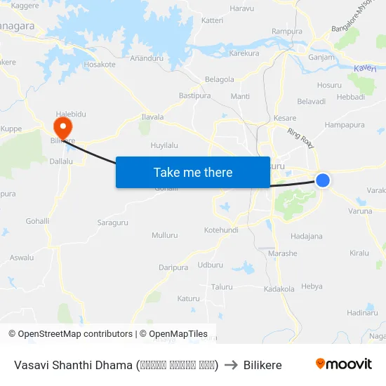 Vasavi Shanthi Dhama (ವಾಸವಿ ಶಾಂತಿ ಧಾಮ) to Bilikere map