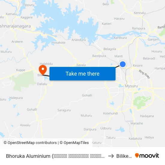 Bhoruka Aluminium (ಭೋರುಕಾ ಅಲುಮಿನಿಯಂ ಪ್ಲಾಂಟ್) to Bilikere map