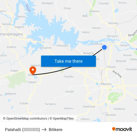 Palahalli (ಪಾಲಹಳ್ಳಿ) to Bilikere map