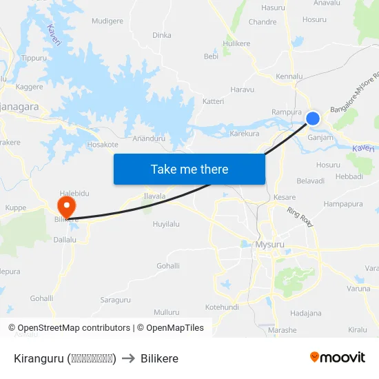 Kiranguru (ಕಿರಂಗೂರು) to Bilikere map