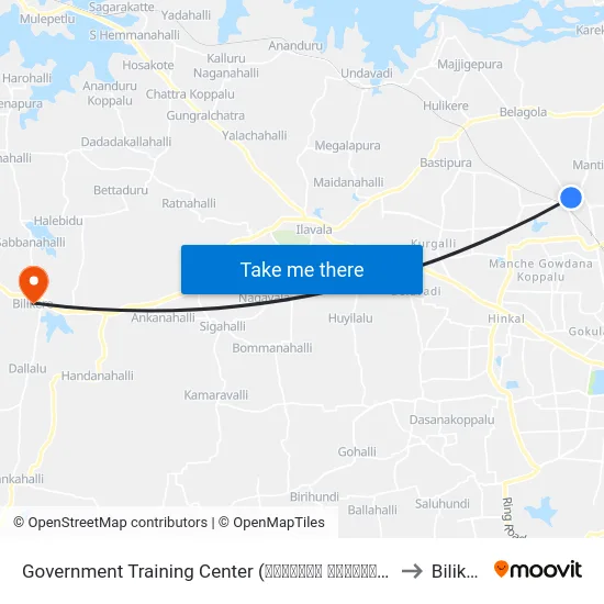 Government Training Center (ಸರ್ಕಾರಿ ತರಬೇತಿ ಕೇಂದ್ರ) to Bilikere map