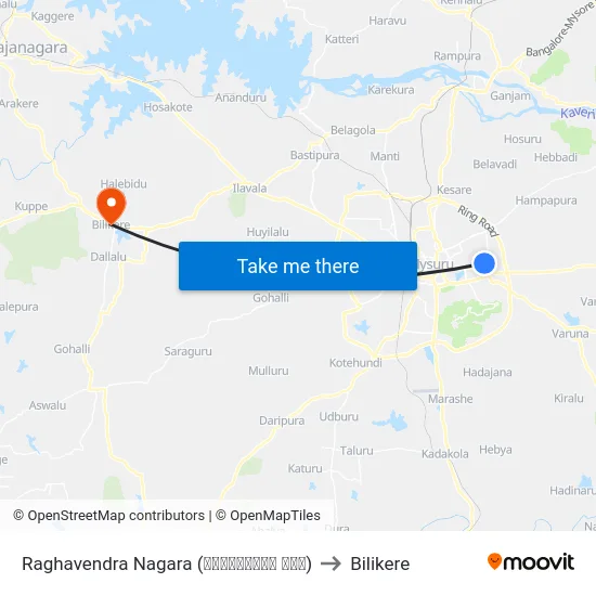 Raghavendra Nagara (ರಾಘವೇಂದ್ರ ನಗರ) to Bilikere map