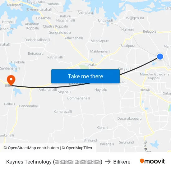 Kaynes Technology (ಕಾಯ್ನೆಸ್ ಟೆಕ್ನಾಲಜೀಸ್) to Bilikere map