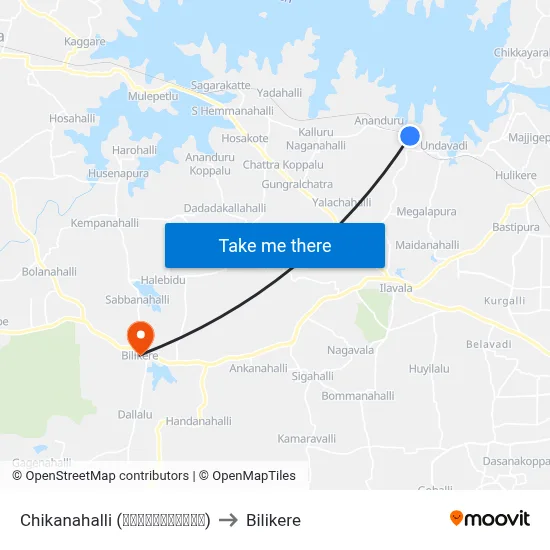 Chikanahalli (ಚಿಕ್ಕನಹಳ್ಳಿ) to Bilikere map