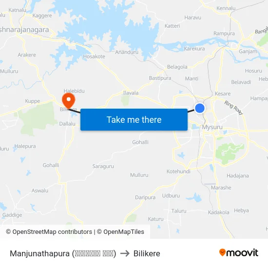Manjunathapura (ಮಂಜುನಾಥ ಪುರ) to Bilikere map