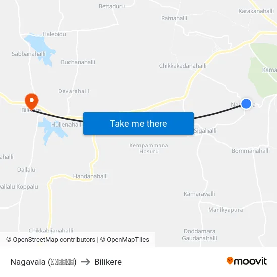 Nagavala (ನಾಗವಾಲ) to Bilikere map
