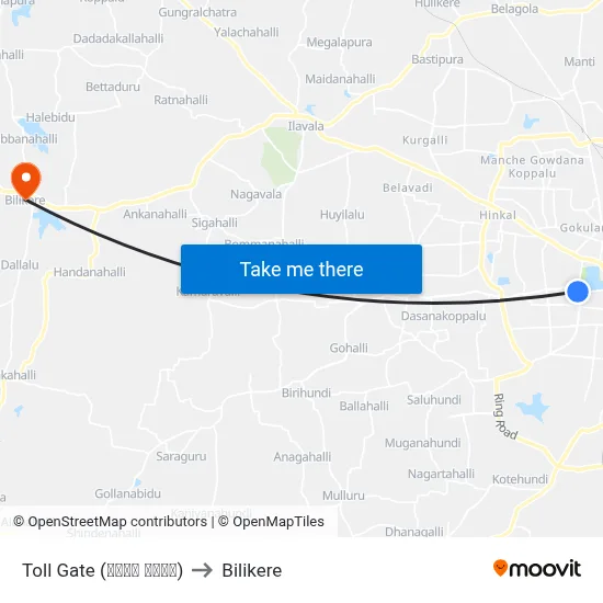 Toll Gate (ಟೋಲ್ ಗೇಟ್) to Bilikere map