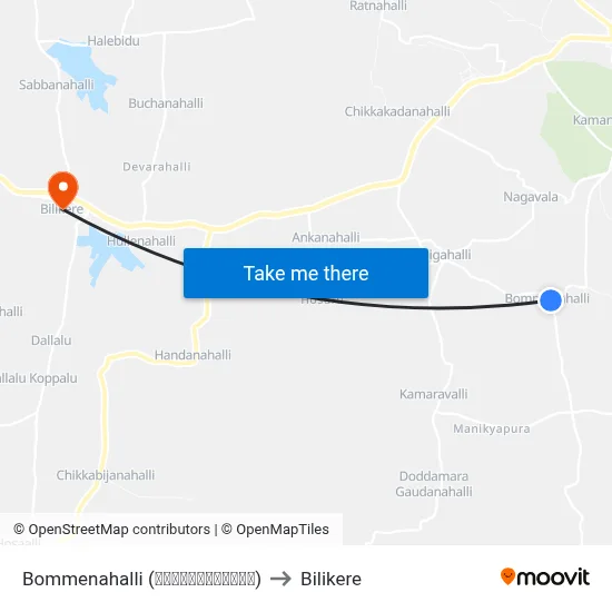 Bommenahalli (ಬೊಮ್ಮೇನಹಳ್ಳಿ) to Bilikere map